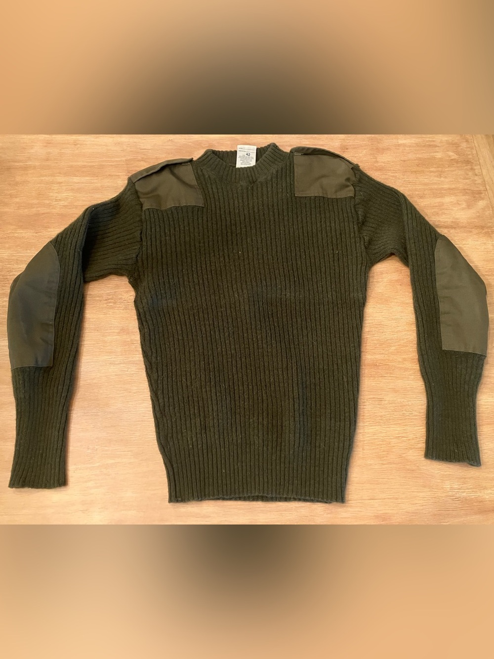 Men's Olive Green US Surplus 100% Wool Sweater.